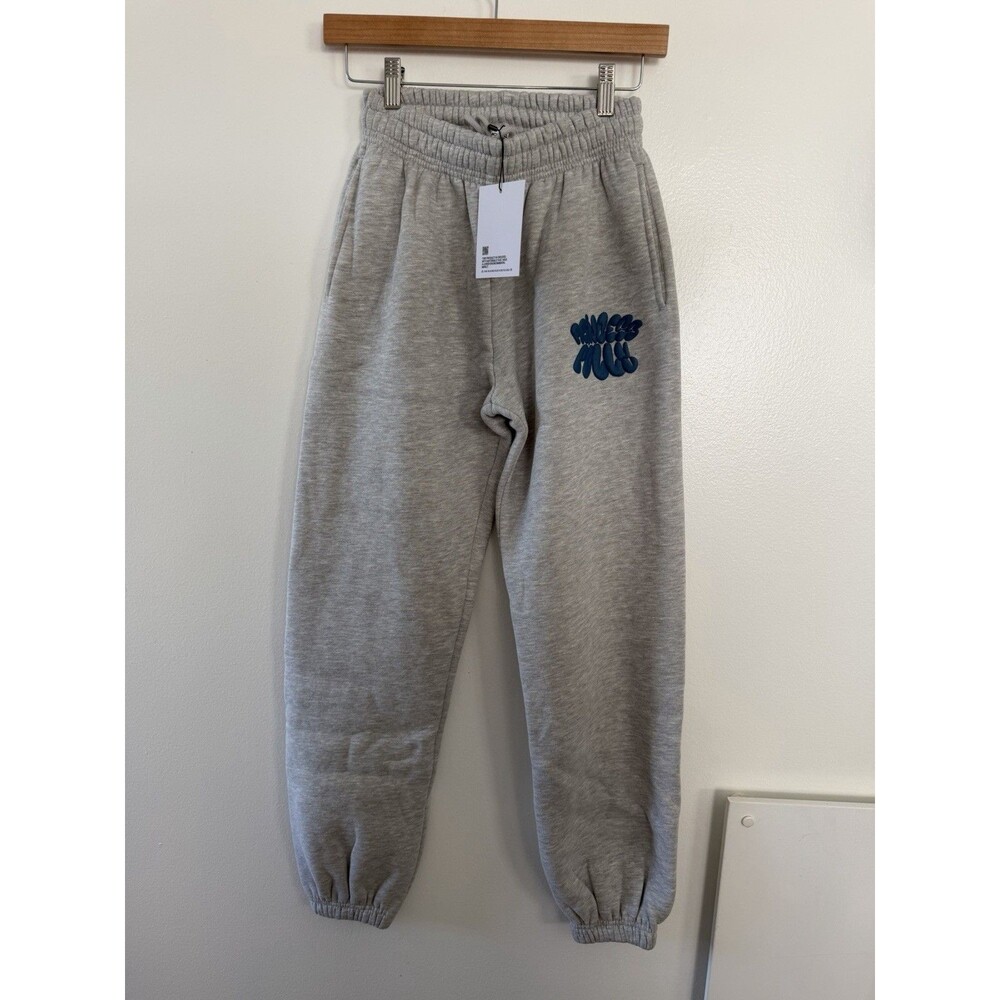 NWT Princess Polly Women’s Gray Puffy Logo Fleece Jogger Sweatpants US 2 XS - Picture 2 of 8
